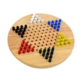 Chinese Wood Peg Checkers Board Game, 12, One Color