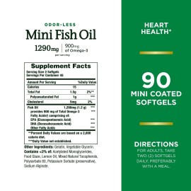 Nature\'s Bounty Mini Fish Oil Softgels, Burpless Fish Oil Omega 3 Supplements, Supports Heart Health, 90 Softgels (Pack of 1) Nature\'s Bounty Mini Fish Oil Softgels, Burpless Fish Oil Omega 3 Supplements, Supports Heart Health, 90 Softgels (Pack of 1)