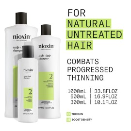 Nioxin Scalp + Hair Thickening System 2 Shampoo| For Natural or Untreated Hair with Progressed Thinning| With Niacinamide and Biotin| 33.8 Fl oz. Nioxin Scalp + Hair Thickening System 2 Shampoo| For Natural or Untreated Hair with Progressed Thinning| With Niacinamide and Biotin| 33.8 Fl oz.