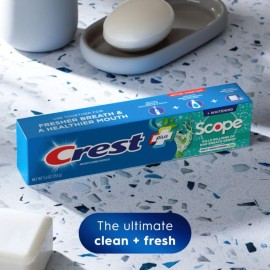 Crest + Scope Whitening Toothpaste - Pack of 3, 5.4 Oz Tubes - Anticavity Fluoride Toothpaste, Fresh Breath, Kills Germs - Tartar Protection, Enamel Protection - Minty Fresh Flavor Crest + Scope Whitening Toothpaste - Pack of 3, 5.4 Oz Tubes - Anticavity Fluoride Toothpaste, Fresh Breath, Kills Germs - Tartar Protection, Enamel Protection - Minty Fresh Flavor