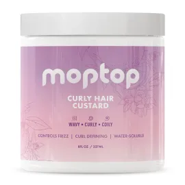 MopTop Curly Hair Gel Custard - Styling Gel for Moisturizing and Defining Soft Curls, Lightweight and Anti Frizz for Waves, Coils & Kinks, Curl Enhancer with Aloe (Citrus Kumquat, 8oz)