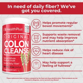 Health Plus Colon Cleanse - Natural Daily Fiber Powder- Gluten Free, Detox, Heart Healthy (12 Ounces, 48 Servings) Health Plus Colon Cleanse - Natural Daily Fiber Powder- Gluten Free, Detox, Heart Healthy (12 Ounces, 48 Servings)