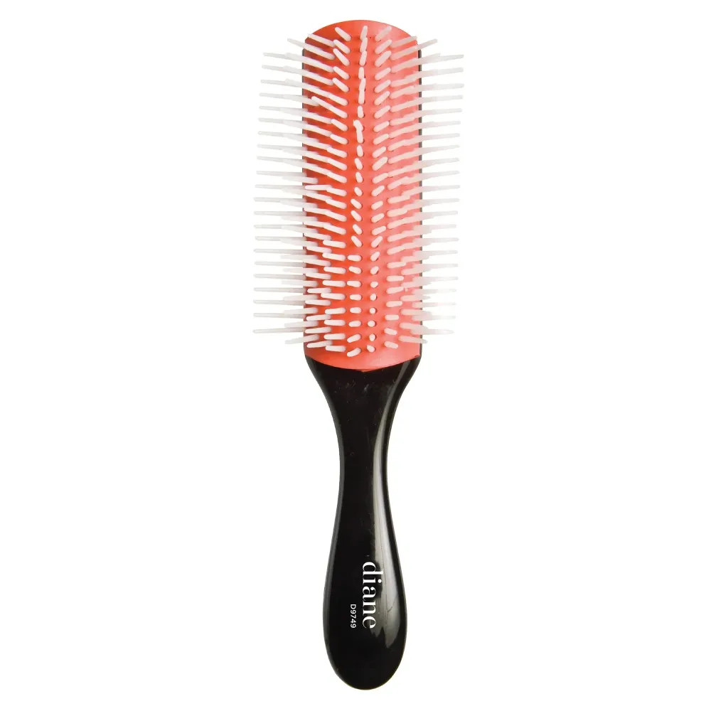 Diane Pro Nylon Pin 9 Row Styling Brush for Detangling, Separating, Shaping, and Defining Wet or Curly Hair, Heat-Resistant, Anti-Static, Black/Red Diane Pro Nylon Pin 9 Row Styling Brush for Detangling, Separating, Shaping, and Defining Wet or Curly Hair, Heat-Resistant, Anti-Static, Black/Red