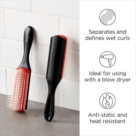 Diane Pro Nylon Pin 9 Row Styling Brush for Detangling, Separating, Shaping, and Defining Wet or Curly Hair, Heat-Resistant, Anti-Static, Black/Red Diane Pro Nylon Pin 9 Row Styling Brush for Detangling, Separating, Shaping, and Defining Wet or Curly Hair, Heat-Resistant, Anti-Static, Black/Red
