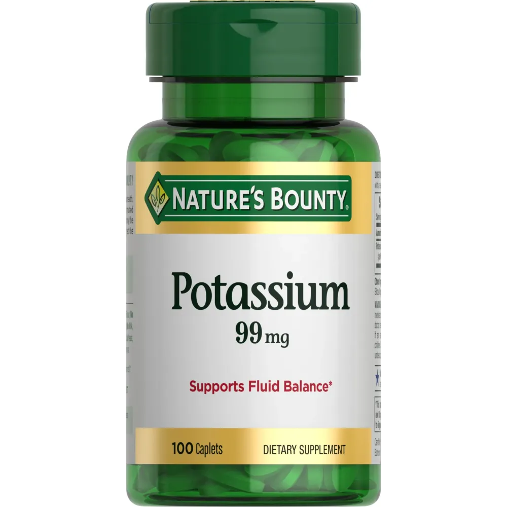 Nature\'s Bounty Potassium, Supports Fluid Balance, Dietary Supplement, 99 mg, 100 Caplets Nature\'s Bounty Potassium, Supports Fluid Balance, Dietary Supplement, 99 mg, 100 Caplets
