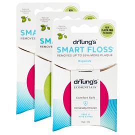 DrTung\'s Smart Floss - Natural Floss, PTFE & PFAS Free Floss, Gentle on Gums, Expands & Stretches, BPA Free - Natural Dental Floss Cardamom Flavor (Pack of 3)