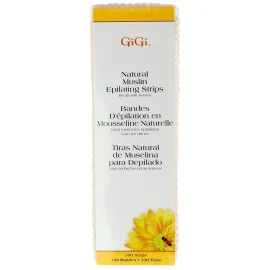 GiGi Waxing Strips for Hair Waxing/Hair Removal, Natural Muslin Epilating Strips for Body and Facial Hair - 100 Large Strips