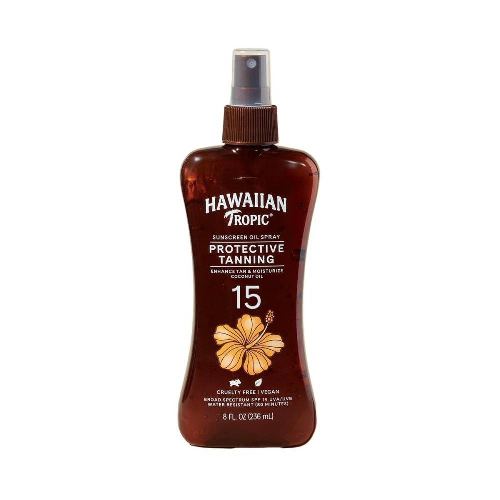 Hawaiian Tropic Protective Tanning Oil Spray Sunscreen SPF 15, 8oz | Tanning Sunscreen, Oxybenzone-Free, 8oz Hawaiian Tropic Protective Tanning Oil Spray Sunscreen SPF 15, 8oz | Tanning Sunscreen, Oxybenzone-Free, 8oz