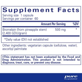 Pure Encapsulations Bromelain 2400 500 mg - for Digestive Support & Musculoskeletal Health - Supports Joints & Muscle Recovery* - Proteolytic Enzymes - Vegan - 60 Capsules Pure Encapsulations Bromelain 2400 500 mg - for Digestive Support & Musculoskeletal Health - Supports Joints & Muscle Recovery* - Proteolytic Enzymes - Vegan - 60 Capsules