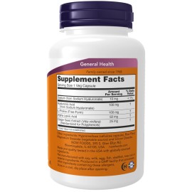 NOW Foods Supplements, Hyaluronic Acid 100 mg, Double Strength with L-Proline, Alpha Lipoic Acid and Grape Seed Extract, 120 Veg Capsules