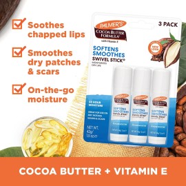 Palmer\'s Cocoa Butter Formula Moisturizing Swivel Stick with Vitamin E, Lip Balm for Beach Bag, Face & Body Moisturizer Stick, Ideal for Treating Dry Skin Patches (Pack of 3) Palmer\'s Cocoa Butter Formula Moisturizing Swivel Stick with Vitamin E, Lip Balm for Beach Bag, Face & Body Moisturizer Stick, Ideal for Treating Dry Skin Patches (Pack of 3)