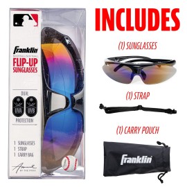 Franklin Sports MLB - Flip Up Baseball + Softball Sunglasses for Kids + Adults - Lightweight Sport Sunglasses for UV Protection, Black, 60mm Franklin Sports MLB - Flip Up Baseball + Softball Sunglasses for Kids + Adults - Lightweight Sport Sunglasses for UV Protection, Black, 60mm