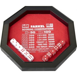 Farkel Game Set with Deluxe Dice Rolling Tray, Built-in Dice-Collection Channel, 2 Sets of Dice, 40-Sheet Scorepad, Classic Family Game Farkel Game Set with Deluxe Dice Rolling Tray, Built-in Dice-Collection Channel, 2 Sets of Dice, 40-Sheet Scorepad, Classic Family Game