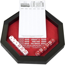 Farkel Game Set with Deluxe Dice Rolling Tray, Built-in Dice-Collection Channel, 2 Sets of Dice, 40-Sheet Scorepad, Classic Family Game Farkel Game Set with Deluxe Dice Rolling Tray, Built-in Dice-Collection Channel, 2 Sets of Dice, 40-Sheet Scorepad, Classic Family Game