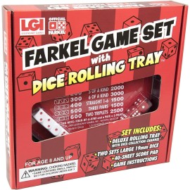 Farkel Game Set with Deluxe Dice Rolling Tray, Built-in Dice-Collection Channel, 2 Sets of Dice, 40-Sheet Scorepad, Classic Family Game Farkel Game Set with Deluxe Dice Rolling Tray, Built-in Dice-Collection Channel, 2 Sets of Dice, 40-Sheet Scorepad, Classic Family Game