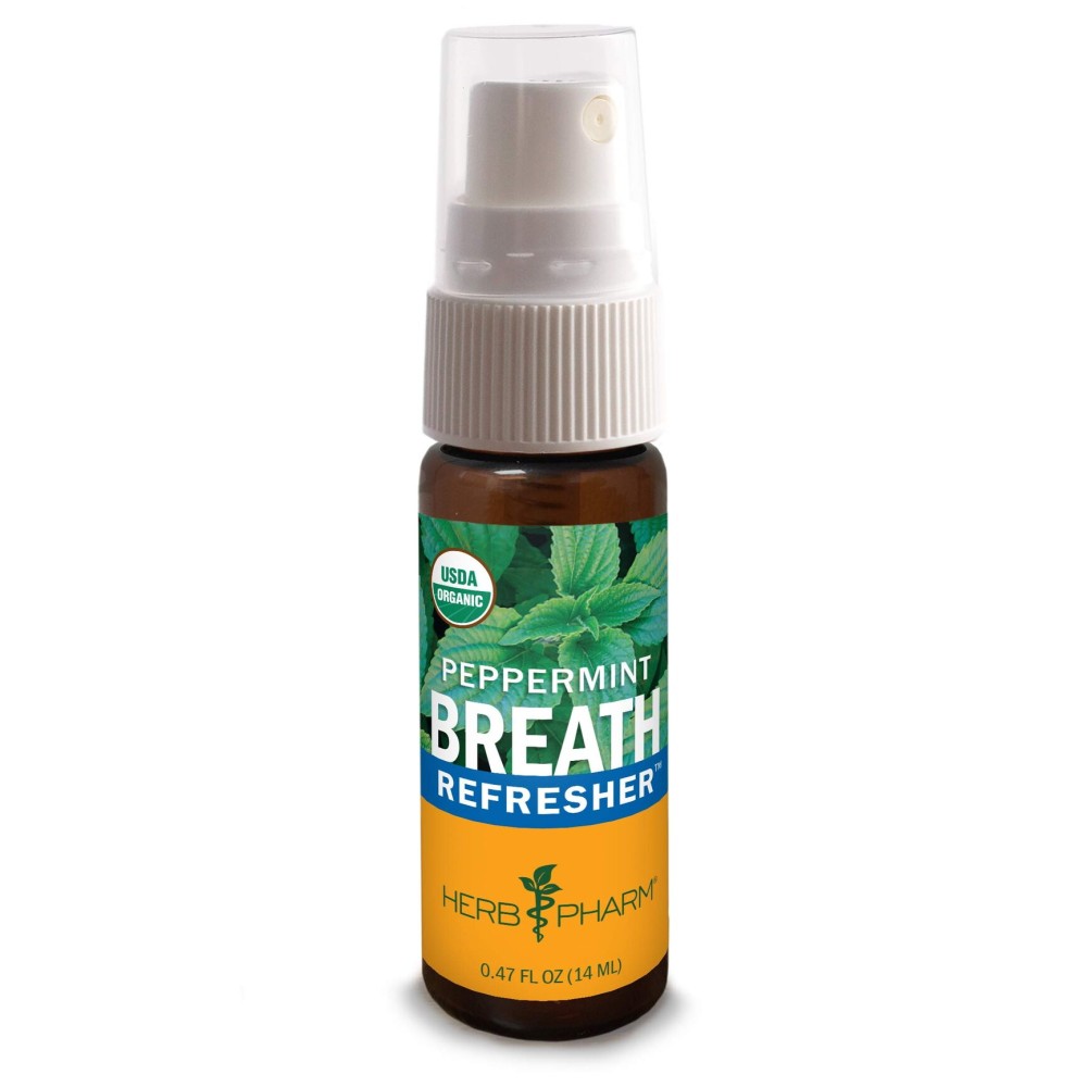 Herb Pharm Breath Refresher Certified Organic Herbal Fresh Breath Spray, Peppermint Herb Pharm Breath Refresher Certified Organic Herbal Fresh Breath Spray, Peppermint