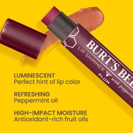 Burt\'s Bees 100% Natural Origin Moisturizing Lip Shimmer, Plum, 1 Tube (Package May Very) Burt\'s Bees 100% Natural Origin Moisturizing Lip Shimmer, Plum, 1 Tube (Package May Very)