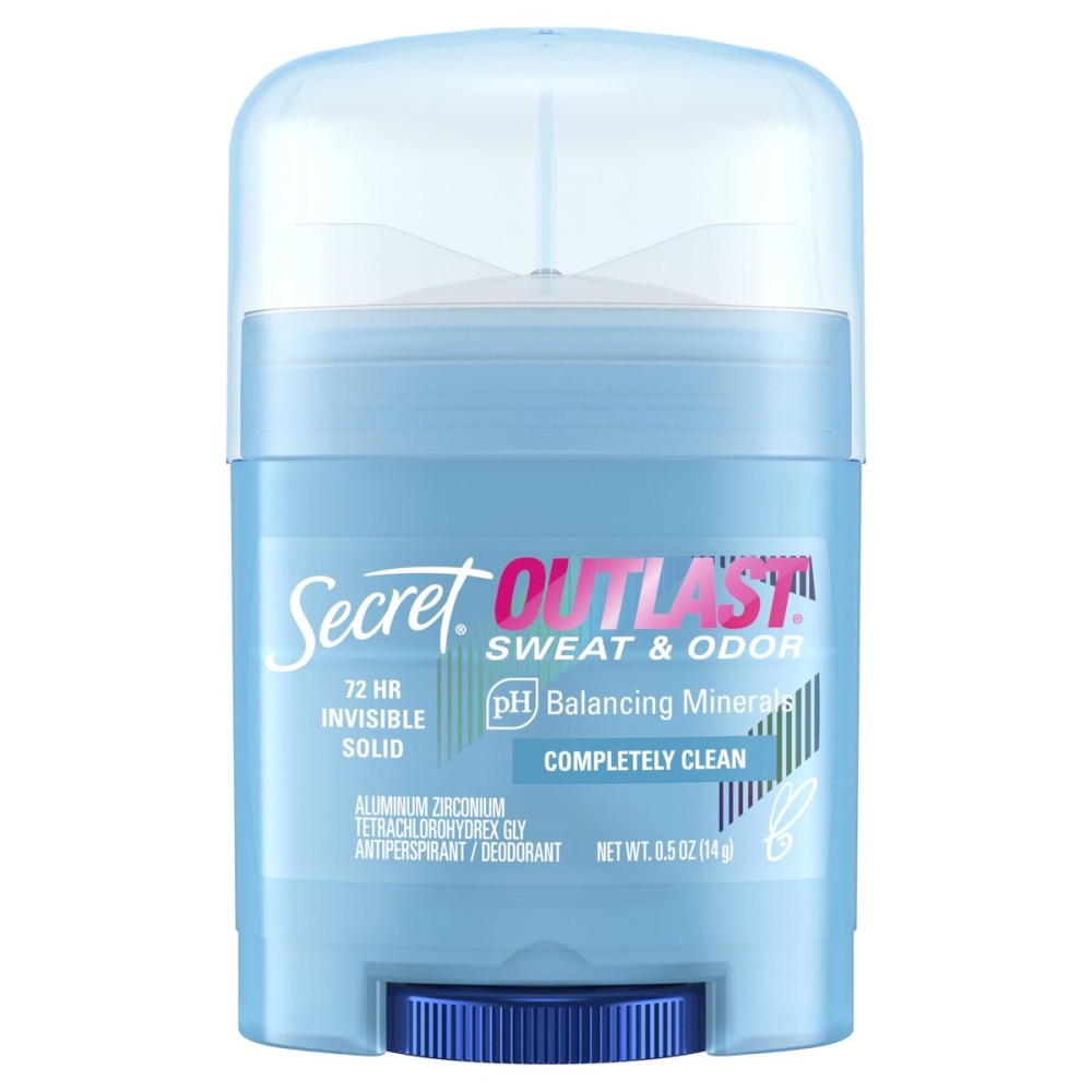 Secret Outlast Antiperspirant Deodorant for Women, 72hr Sweat & Odor Protection, PH Balancing Minerals, Invisible Solid, Completely Clean Scent, Travel Size, 0.5 oz Secret Outlast Antiperspirant Deodorant for Women, 72hr Sweat & Odor Protection, PH Balancing Minerals, Invisible Solid, Completely Clean Scent, Travel Size, 0.5 oz