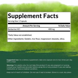 Swanson Berberine - Standardized 97% Berberine HCl- 400mg Each - 60 Capsules Swanson Berberine - Standardized 97% Berberine HCl- 400mg Each - 60 Capsules