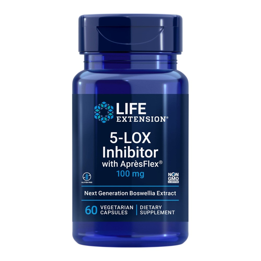 Life Extension 5-LOX Inhibitor with AprsFlex, 100 mg, standardized Boswellia serrata Extract, Promotes Joint, Cell & arterial Health, Gluten-Free, Non-GMO, Vegetarian, 60 Capsules Life Extension 5-LOX Inhibitor with AprsFlex, 100 mg, standardized Boswellia serrata Extract, Promotes Joint, Cell & arterial Health, Gluten-Free, Non-GMO, Vegetarian, 60 Capsules