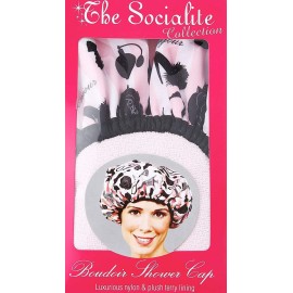 Reusable Nylon Shower Cap & Bath Cap, Reversible Oversized Waterproof Shower Caps Large Designed for all Hair Lengths w Terry Lining & Elastic Band Stretch Hem Hair Hat - Socialite Boudoir Reusable Nylon Shower Cap & Bath Cap, Reversible Oversized Waterproof Shower Caps Large Designed for all Hair Lengths w Terry Lining & Elastic Band Stretch Hem Hair Hat - Socialite Boudoir