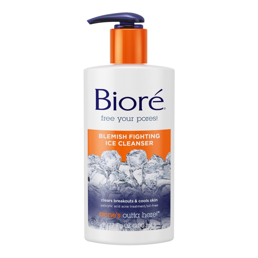 Bior Blemish Fighting Ice Cleanser Face Wash with Salicylic Acid, Clears and Helps Prevent Acne Breakouts, Cools & Refreshes Skin, Oil Free, 6.77 Oz