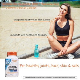 Doctor\'s Best Glucosamine Chondroitin MSM + Hyaluronic Acid with OptiMSM Featuring Biocell Collagen, Joint Support, Non-GMO, Gluten & Soy Free, 150 Caps