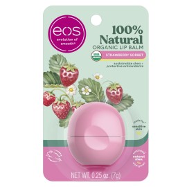eos 100% Natural & Organic Lip Balm- Strawberry Sorbet, All-Day Moisture, Dermatologist Recommended for Sensitive Skin, Lip Care Products, 0.25 oz eos 100% Natural & Organic Lip Balm- Strawberry Sorbet, All-Day Moisture, Dermatologist Recommended for Sensitive Skin, Lip Care Products, 0.25 oz