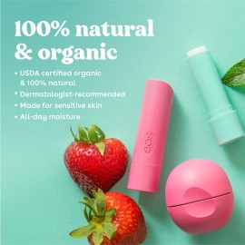 eos 100% Natural & Organic Lip Balm- Strawberry Sorbet, All-Day Moisture, Dermatologist Recommended for Sensitive Skin, Lip Care Products, 0.25 oz eos 100% Natural & Organic Lip Balm- Strawberry Sorbet, All-Day Moisture, Dermatologist Recommended for Sensitive Skin, Lip Care Products, 0.25 oz