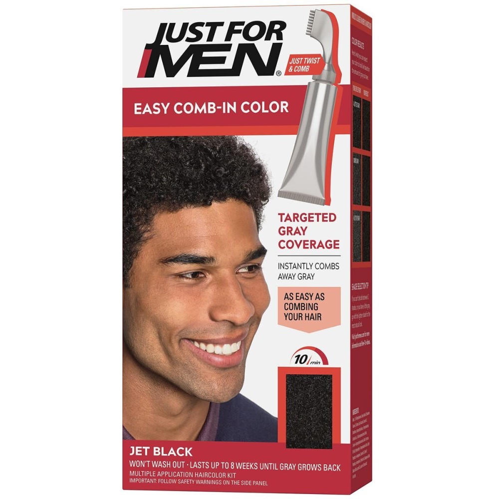 Just For Men Easy Comb-In Color Mens Hair Dye, Easy No Mix Application with Comb Applicator - Jet Black, A-60, Pack of 1 Just For Men Easy Comb-In Color Mens Hair Dye, Easy No Mix Application with Comb Applicator - Jet Black, A-60, Pack of 1