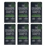 The Grandpa Soap Company Pine Tar Bar Soap for Men- Made With Pine Tar Oil, 3 in 1 Cleanser Deodorizer and Moisturizer, Dermatologist Tested, Safe for Sensitive Skin, 3.25 Oz, 6 Pack