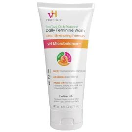 vH essentials, Ph Balanced Daily Feminine Wash, Tea Tree Oil & Prebiotic, 6, Fl Oz, (Pack Of 1) 54306 Clear