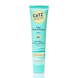 COTZ Face Prime & Protect Tinted Mineral Sunscreen and Facial Primer Broad Spectrum SPF 40; PA+++ 1.5 oz / 42.5 g. COTZ Face Prime & Protect Tinted Mineral Sunscreen and Facial Primer Broad Spectrum SPF 40; PA+++ 1.5 oz / 42.5 g.