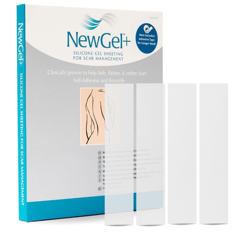 Advanced Silicone Scar Treatment Sheets for OLD, NEW Scars, Surgery, Keloids, C-Section, Burns, by NewGel Plus by MyNew Gel, 1 x 6 Sheet (4 Count) - CLEAR Advanced Silicone Scar Treatment Sheets for OLD, NEW Scars, Surgery, Keloids, C-Section, Burns, by NewGel Plus by MyNew Gel, 1 x 6 Sheet (4 Count) - CLEAR
