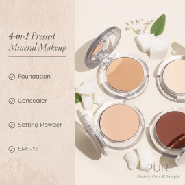 PUR Beauty 4-in-1 Pressed Mineral Makeup Powder Foundation with SPF 15 - Concealer & Finishing Compact Pressed Powder for Face - Buildable Medium to Full Coverage Foundation Powder (Light Tan) PUR Beauty 4-in-1 Pressed Mineral Makeup Powder Foundation with SPF 15 - Concealer & Finishing Compact Pressed Powder for Face - Buildable Medium to Full Coverage Foundation Powder (Light Tan)