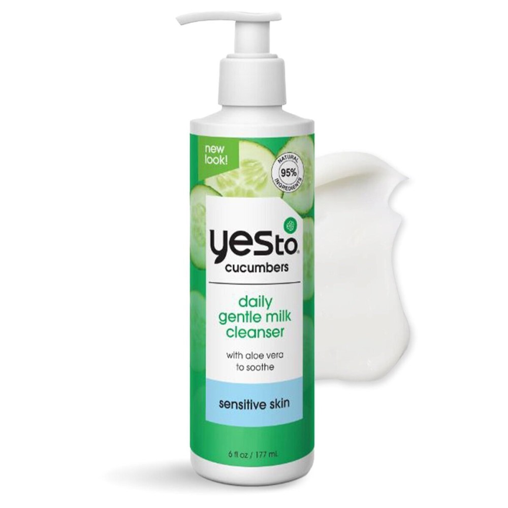 Yes To Cucumbers Daily Gentle Milk Cleanser, Soothing Face Wash That Won\'t Strip Your Skin & Holds Moisture, With Cucumber Extract, Soy Proteins & Green Tea, Natural, Vegan & Cruelty Free, 6 Fl Oz