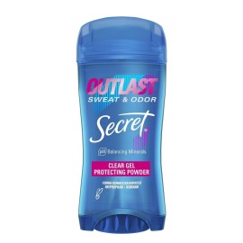 Secret Outlast Antiperspirant Deodorant for Women, 72hr Sweat & Odor Protection, PH Balancing Minerals, Clear Gel, Protecting Powder Scent, 2.6 oz