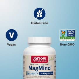 Jarrow Formulas Magnesium L-Threonate, MagMind Magtein Brain Supplements for Memory Support, 90 Veggie Capsules, Up to a 30 Day Supply Jarrow Formulas Magnesium L-Threonate, MagMind Magtein Brain Supplements for Memory Support, 90 Veggie Capsules, Up to a 30 Day Supply