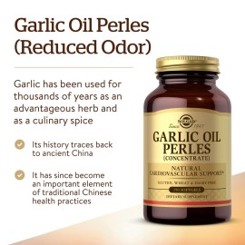 Solgar Garlic Oil Perles, 250 Softgels - Natural Cardiovascular Support - Garlic Oil Concentrate, Reduced Odor - Gluten Free, Dairy Free - 250 Servings Solgar Garlic Oil Perles, 250 Softgels - Natural Cardiovascular Support - Garlic Oil Concentrate, Reduced Odor - Gluten Free, Dairy Free - 250 Servings