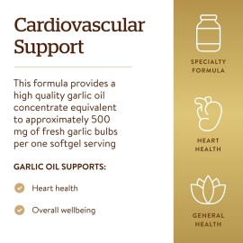 Solgar Garlic Oil Perles, 250 Softgels - Natural Cardiovascular Support - Garlic Oil Concentrate, Reduced Odor - Gluten Free, Dairy Free - 250 Servings Solgar Garlic Oil Perles, 250 Softgels - Natural Cardiovascular Support - Garlic Oil Concentrate, Reduced Odor - Gluten Free, Dairy Free - 250 Servings