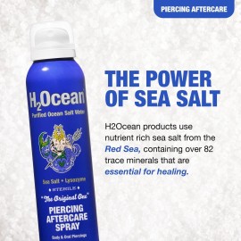 H2Ocean Patented Piercing Aftercare Spray Sea Salt Saline 4oz H2Ocean Patented Piercing Aftercare Spray Sea Salt Saline 4oz