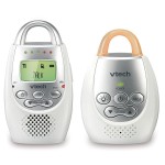 VTech Communications DM221 Audio Baby Monitor with up to 1,000 ft of Range, Vibrating Sound-Alert, Talk Back Intercom & Night Light Loop, White/Silver