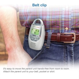 VTech Communications DM221 Audio Baby Monitor with up to 1,000 ft of Range, Vibrating Sound-Alert, Talk Back Intercom & Night Light Loop, White/Silver