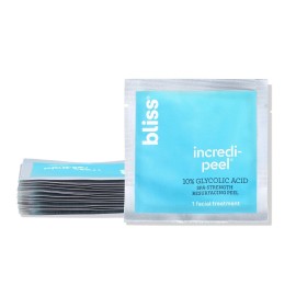 Bliss That\'s Incredi-Peel Glycolic Resurfacing Facial Pads - 15 ct - Single-Step Pads for Exfoliating and Brightening - Targets Fine Lines and Discoloration - Travel-Friendly - Vegan & Cruelty-Free