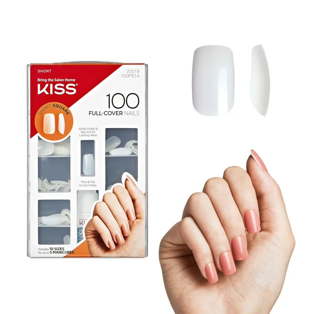 KISS 100 Full-Cover Nails Kit Short Length - Short Square KISS 100 Full-Cover Nails Kit Short Length - Short Square
