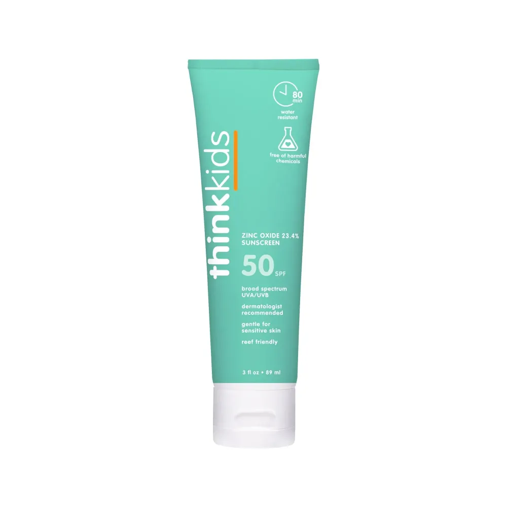 Thinkkids Safe Mineral Sunscreen SPF 50+, 3 Fl Oz, Natural, Water Resistant Reef Safe Sunscreen for Children, Broad Spectrum UVA/UVB Sun Screen Thinkkids Safe Mineral Sunscreen SPF 50+, 3 Fl Oz, Natural, Water Resistant Reef Safe Sunscreen for Children, Broad Spectrum UVA/UVB Sun Screen