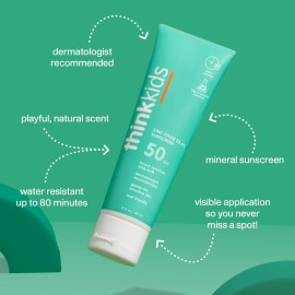 Thinkkids Safe Mineral Sunscreen SPF 50+, 3 Fl Oz, Natural, Water Resistant Reef Safe Sunscreen for Children, Broad Spectrum UVA/UVB Sun Screen Thinkkids Safe Mineral Sunscreen SPF 50+, 3 Fl Oz, Natural, Water Resistant Reef Safe Sunscreen for Children, Broad Spectrum UVA/UVB Sun Screen