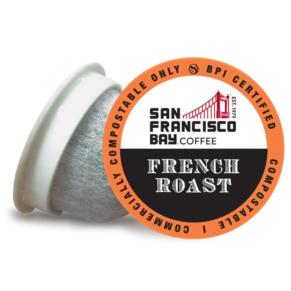 San Francisco Bay Coffee - Dark Roast - French Roast (80 ct) - Single Serve Coffee Pods, Commercially Compostable, K Cup Compatible San Francisco Bay Coffee - Dark Roast - French Roast (80 ct) - Single Serve Coffee Pods, Commercially Compostable, K Cup Compatible