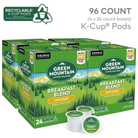 Green Mountain Coffee Roasters Breakfast Blend Single-Serve Keurig K-Cup Pods, Light Roast Coffee, 96 Count