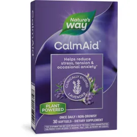 Nature\'s Way CalmAid, with Silexan Lavender Oil, Helps Reduce Tension and Stress*, Non-Drowsy, 30 Softgels (Packaging May Vary)